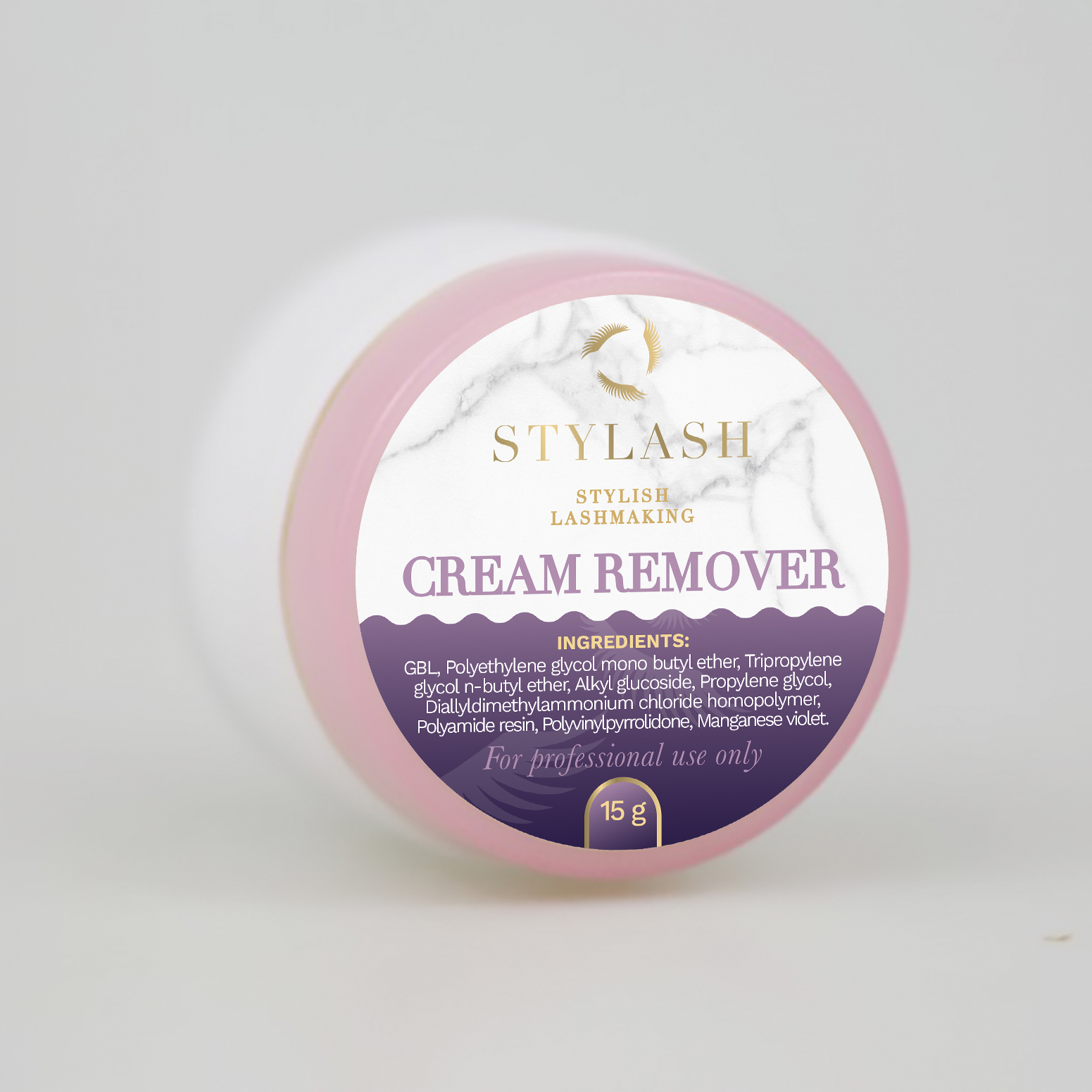 STYLASH Cream Remover – Dizolvant adeziv pentru gene false 15 g Recipient STYLASH Cream Remover de 15 g pentru îndepărtarea profesională a extensiilor de gene