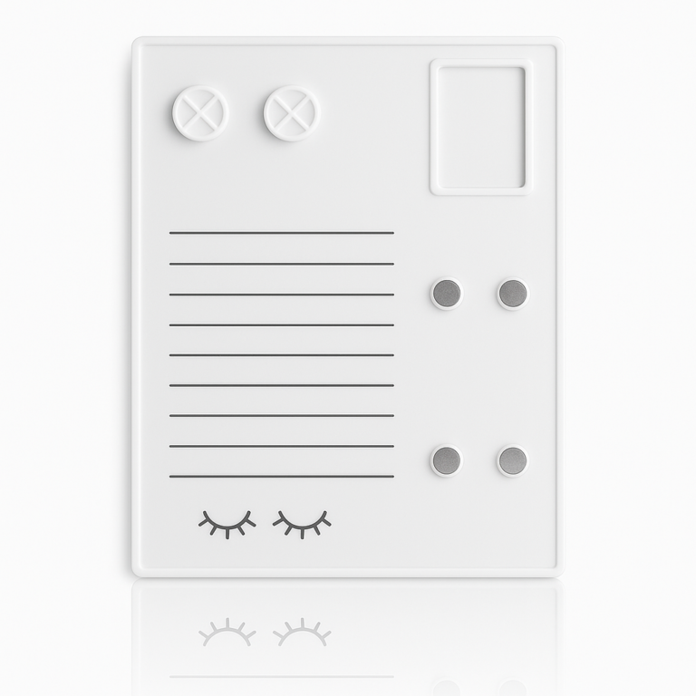 paletă acrilică albă pentru extensii de gene, cu linii de ghidaj și suport magnetic